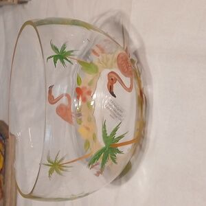 Glass hand painted bowl flamingo